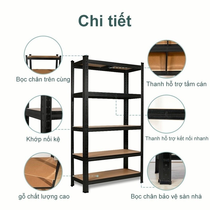 BMZAR Kệ sắt v lỗ 5 Tầng Kệ để đồ đa năng 120*40*180 Lắp đặt không cần vít | BigBuy360 - bigbuy360.vn