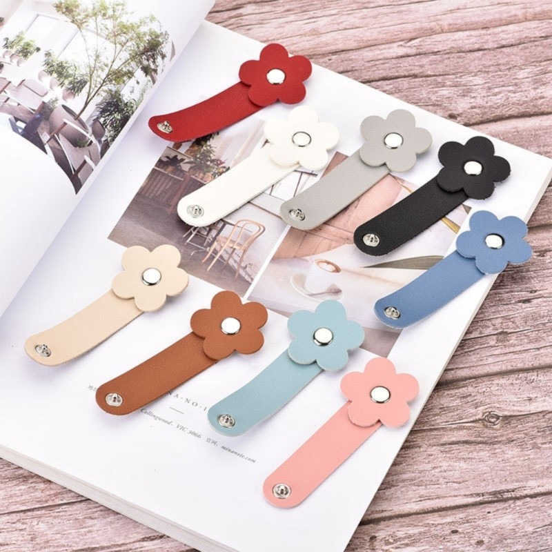 HIK Cord Holder Cable Clip Ties With Flower Aesthetic PU Cable Storage Solution