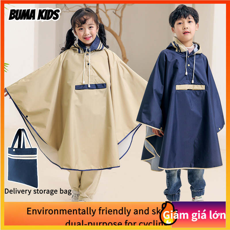 BUMA KIDS🔥Áo mưa trẻ em, kiểu cape, cao cấp, phiên bản Hàn Quốc, poncho