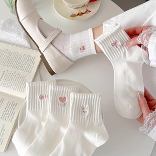 Tất Trắng Nữ Xuân Hè Mẫu Ins Xu Hướng Phiên Bản Hàn Quốc Nhật Bản Hoạt Hình Dễ Thương Thoáng Khí Tất Ngắn