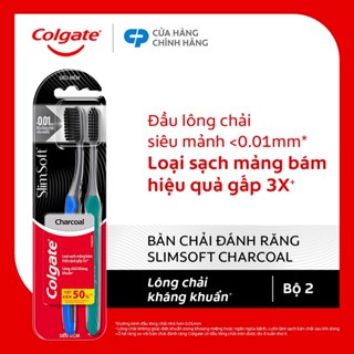 Bàn chải Colgate SlimSoft Charcoal than hoạt tính kháng khuẩn siêu mềm mảnh