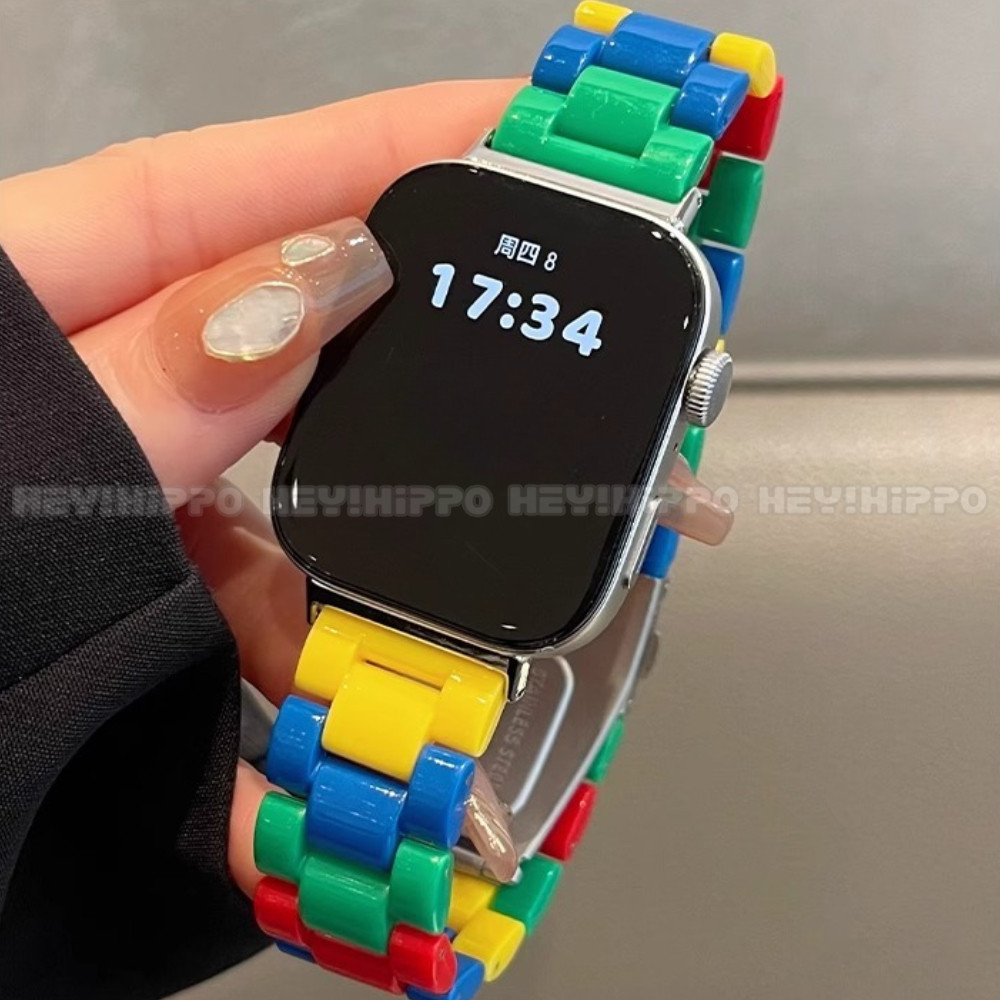 Dây đeo phù hợp màu khối xây dựng bằng nhựa cho đồng hồ Huawei FIT4 4pro Dây đeo đồng hồ DIY có thể 