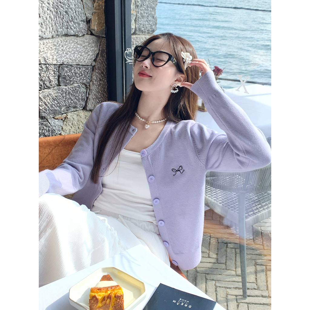 YAYUAN K Dệt Kim Cardigan Nữ Phong Cách Mới Cổ Tròn Thời Trang Mỏng Nhìn Thêu Áo Khoác Nhỏ Pur | BigBuy360 - bigbuy360.vn