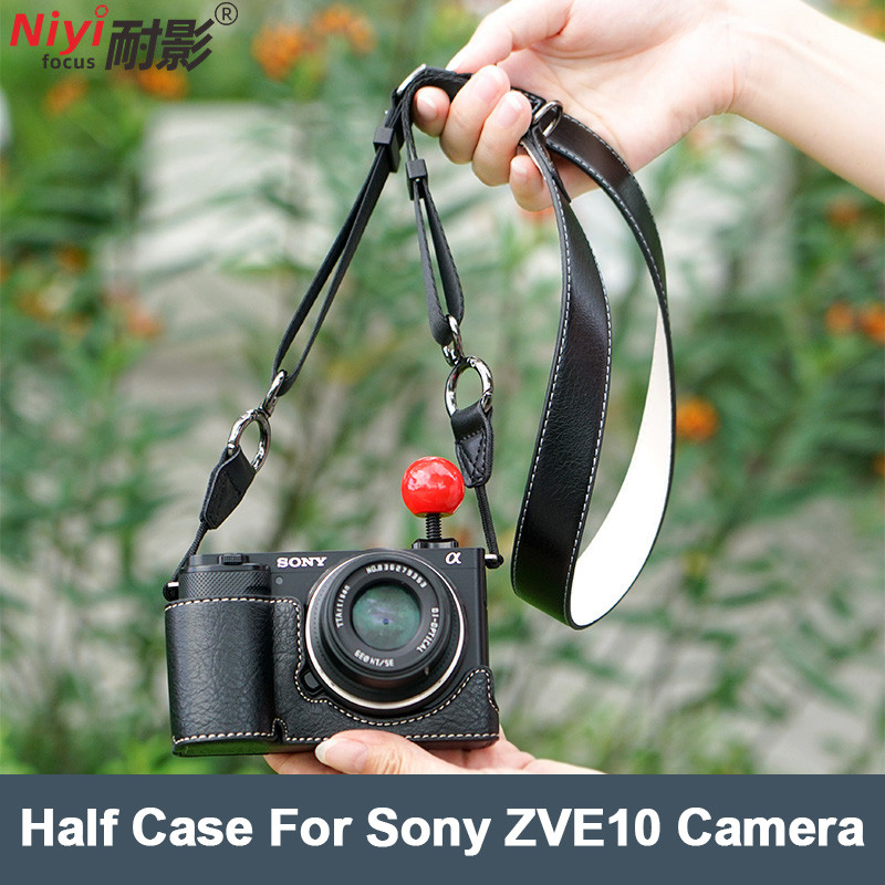 ZVE10 Da Nửa Túi Cho Sony ZVE10 Túi Bảo Vệ Bảo Vệ Bảo Quản Camera Mềm Da PU Da Đế Bao Da PU PU​​​​​​​ Túi đựng