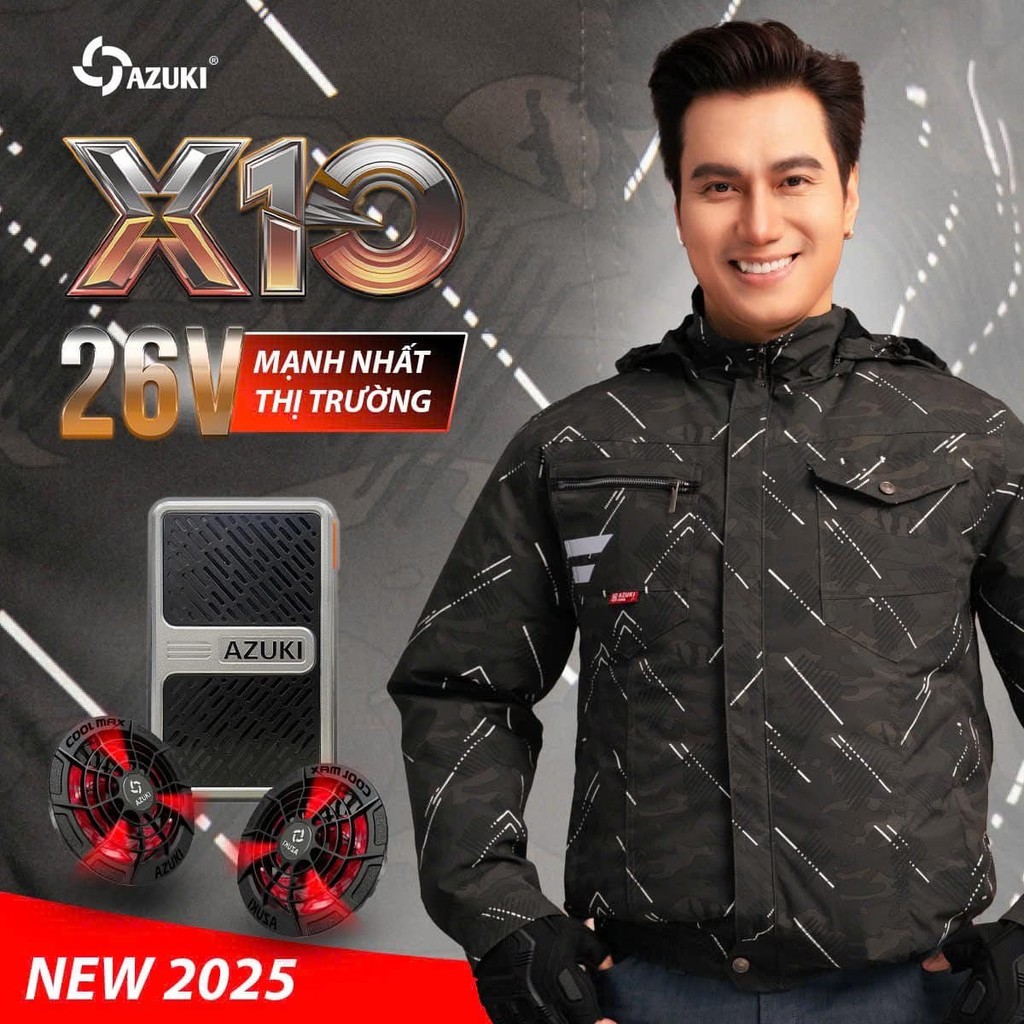Áo Điều Hòa AZUKI EXTRA X10 | Pin 24.000mAh | Quạt 26V Chạy 12-20H | Chống Nước | Sạc Nhanh 5H
