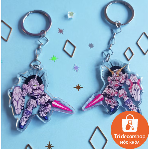 Gundam Unicorn Keychain, Mobile Suit Gundam // Transparent Acrylic Keychain
