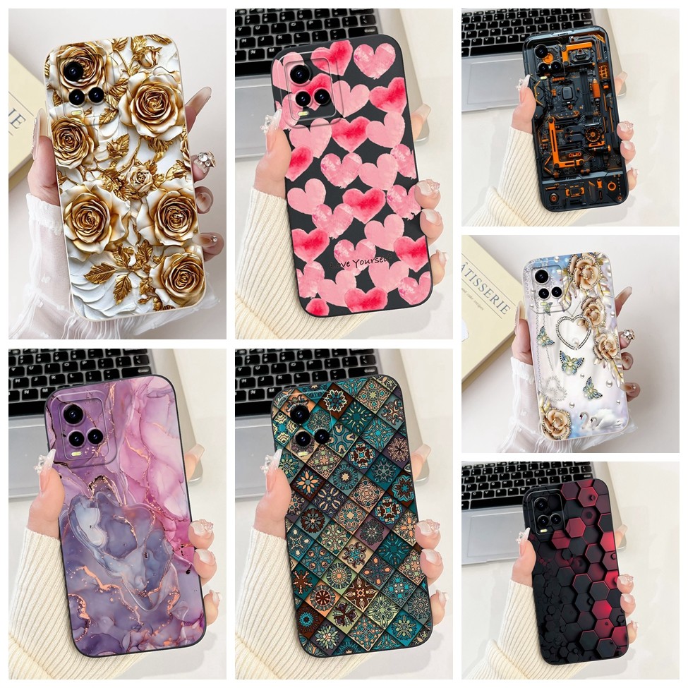 Ốp Lưng Vivo Y21 V2111 Silicon Mèo Dễ Thương Thời Trang Bướm Hoa Yêu Sơn Bao Y21 Vivo Y21 2021 Vỏ Đi