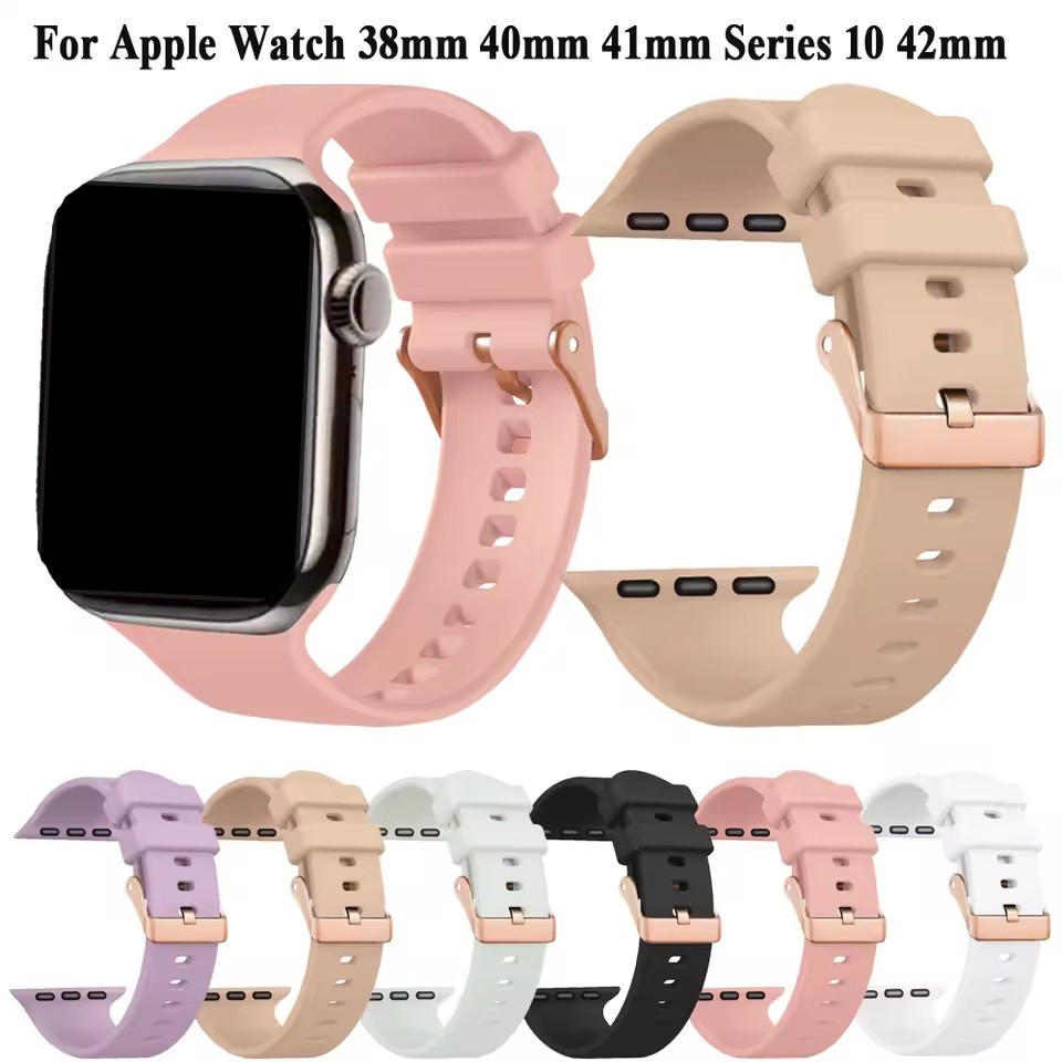 Vòng Tay Cho Apple Watch Dây Đeo S10 42mm Dây Silicon Cho Apple Watch Series 9 8 7 41mm 6 5 4 40mm S