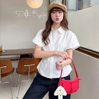 Sơ Mi Bigsize Nữ  60- 95kg Tay Ngắn 1 Túi Chất Vải Mềm Lên Phom Xinh Xắn Dễ Thương  SM192