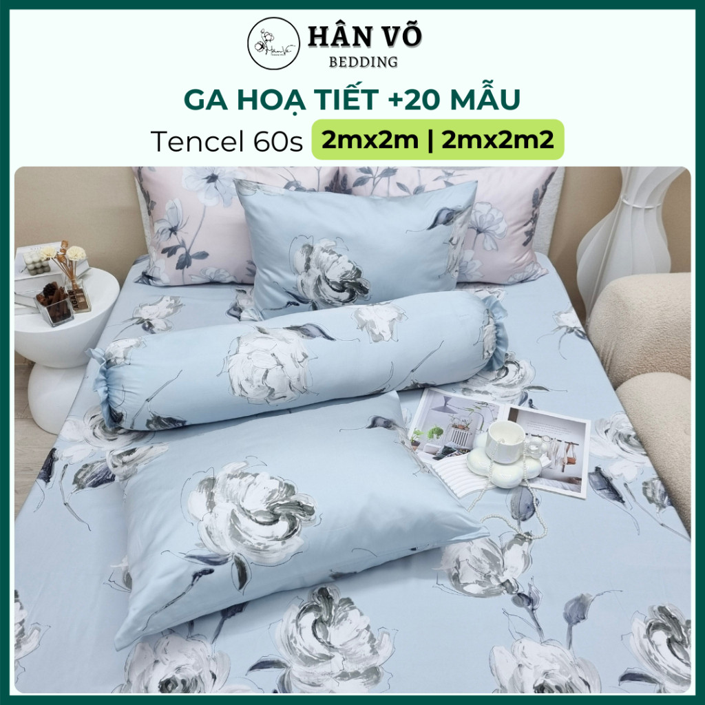 Ga giường LỤA TENCEL 2m nhiều họa tiết Hân Võ Bedding chất liệu mềm mát mịn, ga nệm 2mx2m2
