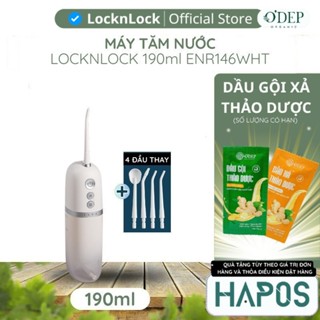 Máy tăm nước LocknLock 190ml Chính hãng kèm túi, 3 loại đầu tăm chuẩn nha khoa ENR146WHT - HAPOS KIDS