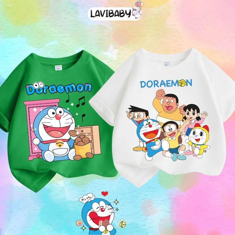 Áo phông Doraemon cho bé Áo thun Doremon cho bé trai bé gái chất cotton Mềm mịn Thoáng mát - LaVB18