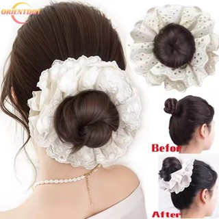 Băng đô buộc tóc ren phong cách Hàn Quốc - Kẹp tóc đuôi ngựa và túi tóc giả cho bé gái, tăng thêm volume tóc phụ kiện