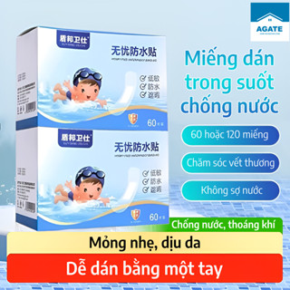 Băng dán cá nhân chống thấm nước,Hộp 60/120 miếng, kế bao bì độc lập, chất liệu trong suốt, bảo vệ vết thương hiệu quả.