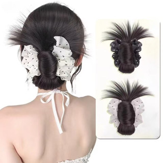 Tóc Giả Đuôi Ngựa Nối Dài Tóc Bánh Kẹp Maruko Đầu Tóc Giả Hoa Nụ Đầu Lưới Tóc Phụ Kiện Tóc Lông Tơ Tự Nhiên