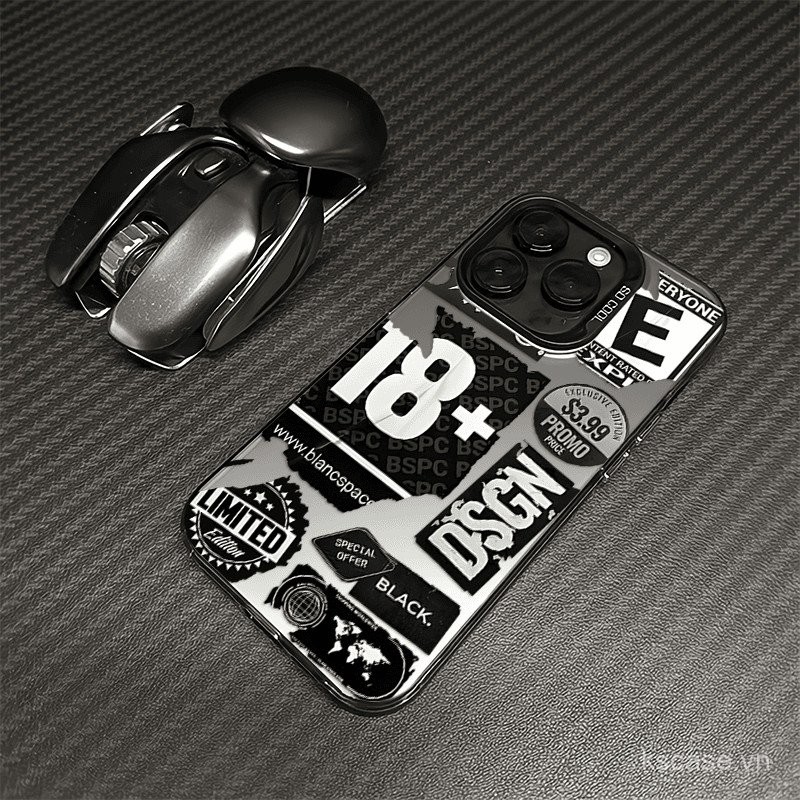 18+ Ốp điện thoại đen mờ nhãn hiệu thời trang tương thích với iPhone 13 Pro Max 13 14 15 16 Pro Max 