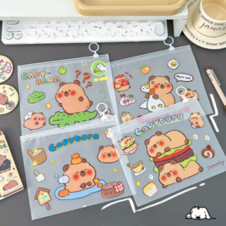  Túi zip 17x21cm đựng tài liệu nhựa Cabibara K165 túi đựng giấy tờ kèm khoá kéo để sổ tay bút gọn gàng 