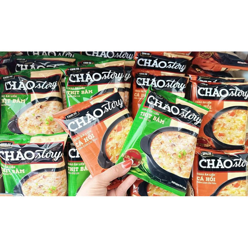 Gói cháo Chinsu story 71gr vị Cá hồi/Thịt bằm