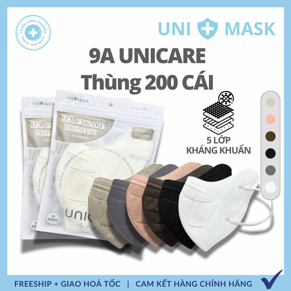 Khẩu trang 9A UNICARE 5 lớp dày chống nắng, tia uv kích thước lớn siêu bảo vệ