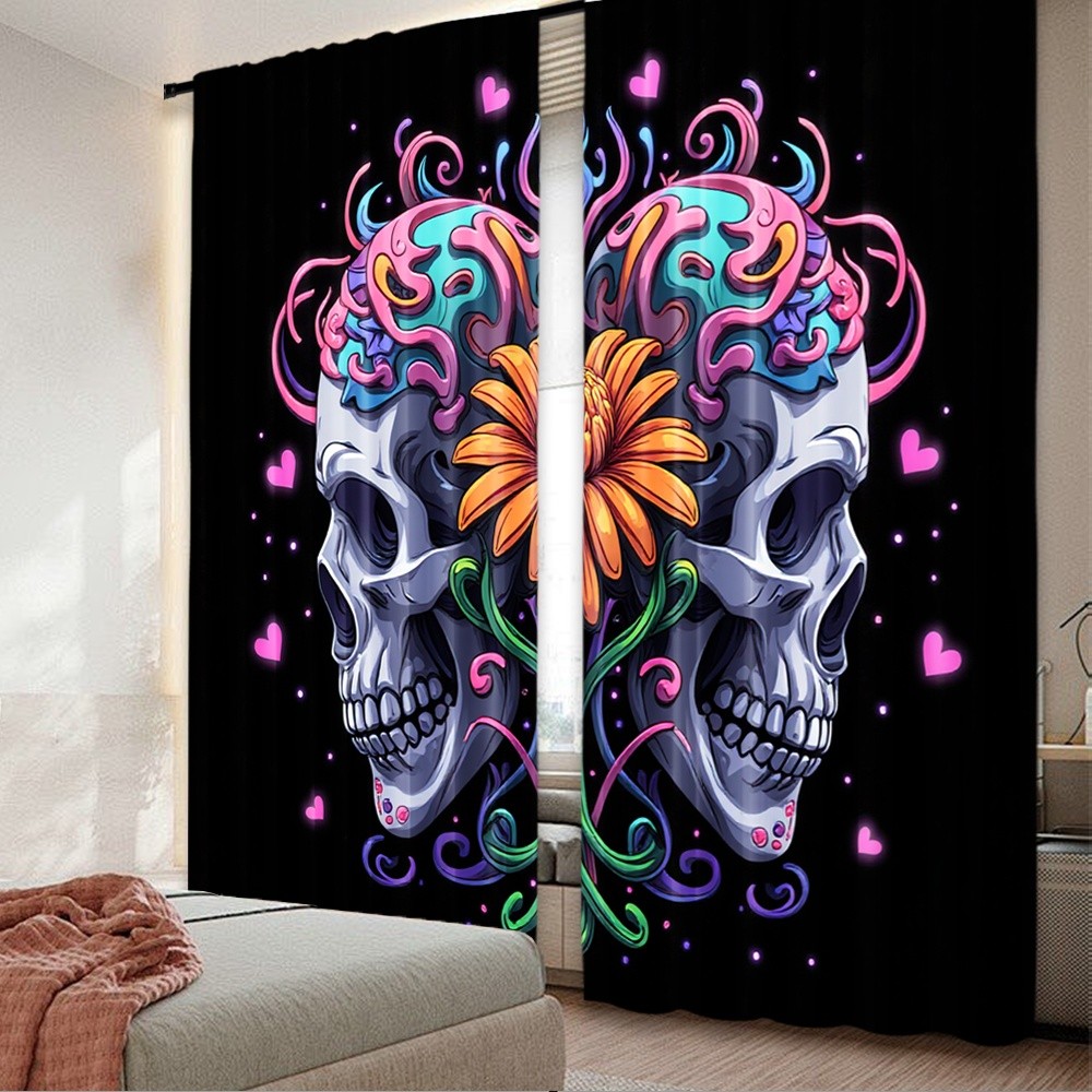 2 Cái, Rèm Cửa Sổ Tiệc Đầu Lâu Và Hoa Lọc Ánh Sáng Tiệc Gia Đình Sử Dụng Cho Room _ Room _ Window Tr