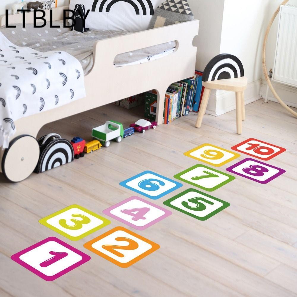 LTBLBY Hopscotch Miếng Dán Sàn, Đề Can Trò Chơi Số Lưới 10 / 15 / 20cm Nhiều Màu, Chống Thấm Nước Ch