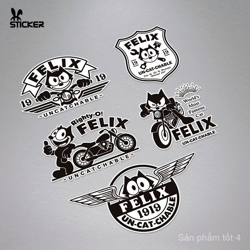 Felix Hoạt Hình Felix Nhãn Dán PVC Chống Nước Phản Quang Dán Mũ Bảo Hiểm Xe Harley Vespa Decal OTZC