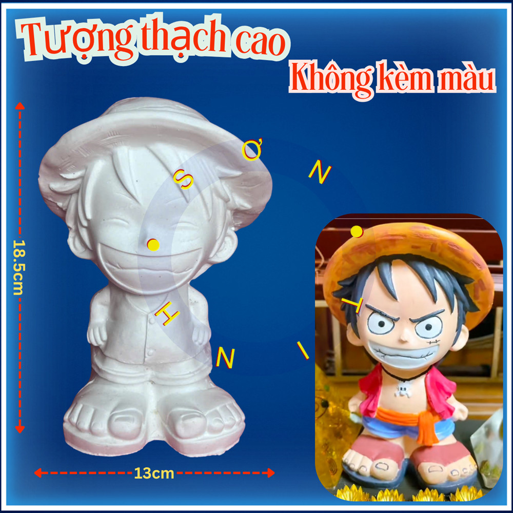 Tượng thạch cao LUFFY MŨ RƠM M34 (Không kèm màu) Bé Tô Màu Tô Tượng, trò chơi trẻ em