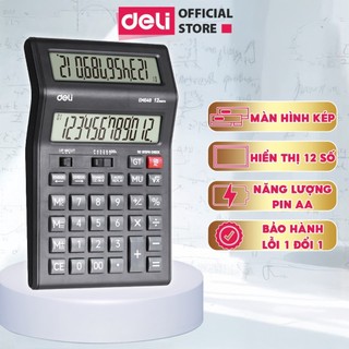Máy Tính Tiền Hai Màn Hình 12 Số Deli -  Hàng Chính Hãng - Bảo Hành 3 Năm - Màn Hình LCD Hiển Thị Rõ Nét