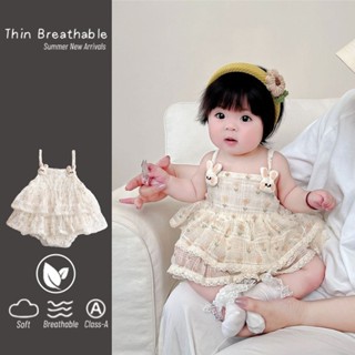 Quần Áo Bé Mùa Hè Mới Bé Gái Suspender Tam Giác Romper 0-24 Tháng Siêu Dễ Thương Phong Cách Công Chúa Onesie Đi Chơi Quần Áo Ảnh