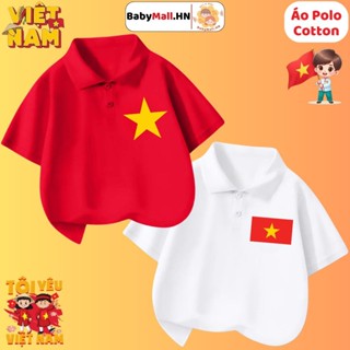 Áo Polo Cờ Đỏ Sao Vàng Việt Nam cho bé trai bé gái BABYMALL áo chất cotton co dãn thấm hút mồ hôi