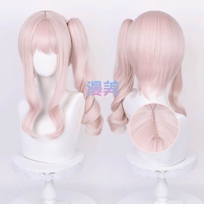 Project SEKAI - Tóc giả cosplay Akiyama Mizuki, 40 cm hồng xoăn, tổng hợp chịu nhiệt
