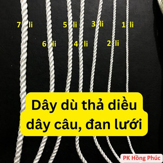 Dây dù thả diều, dây cắm trại, dây đan lưới, dây câu nhiều kích thước (1kg)