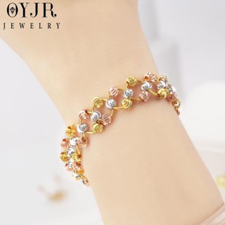 OYJR Vòng tay nữ nhiều màu sắc bằng thép titan hạt tròn sáng bóng chống gỉ và chống phai màu trang sức