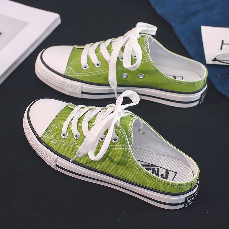 2024 Kwon Ji-Dragon DG Nhỏ Daisy Thấp Trên Miệng Nông Giày Vải Nữ Slip-On Giày Lười Học Sinh Nửa Hỗ 