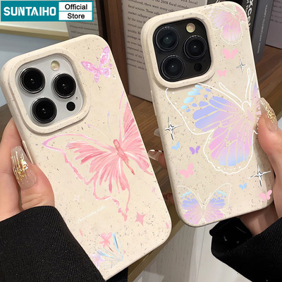 Suntaiho Dreamy Butterfly Họa Tiết Ốp Lưng Điện Thoại Mờ Mềm Cao Cấp Chống Sốc Cho iPhone 11 12 13 14 15 16 Pro max IP 7 8 Plus Iphon X Xs XR Xs max