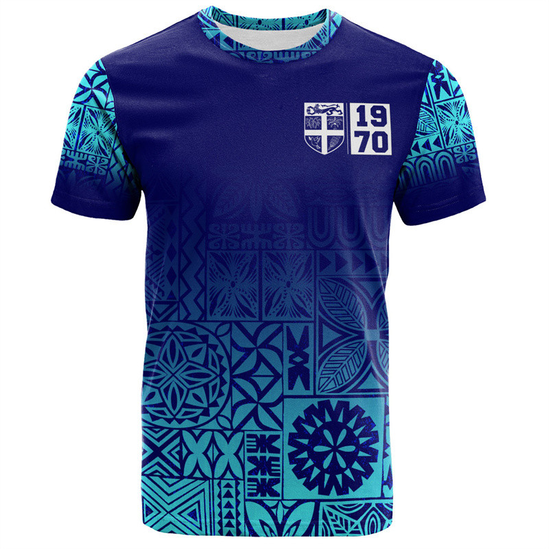 Cá Tính 3D Fiji Polynesian Hawaii Áo Thun Fiji Độc Lập 1970 Tapa Phong Cách Áo nam Nữ Dạo Phố Unisex