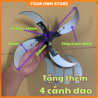 { Tặng 4 cánh dao} Dao xay 4 cánh, xay rau củ cho gà, vịt, chất liệu thép không gỉ Crom 402