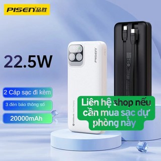  Pin Sạc Dự Phòng PISEN D32 kèm 2 Cáp Sạc  PD QC  22,5 W 20000 MAh Hiển Thị Điện Áp   PD QC sạc nhanh 
