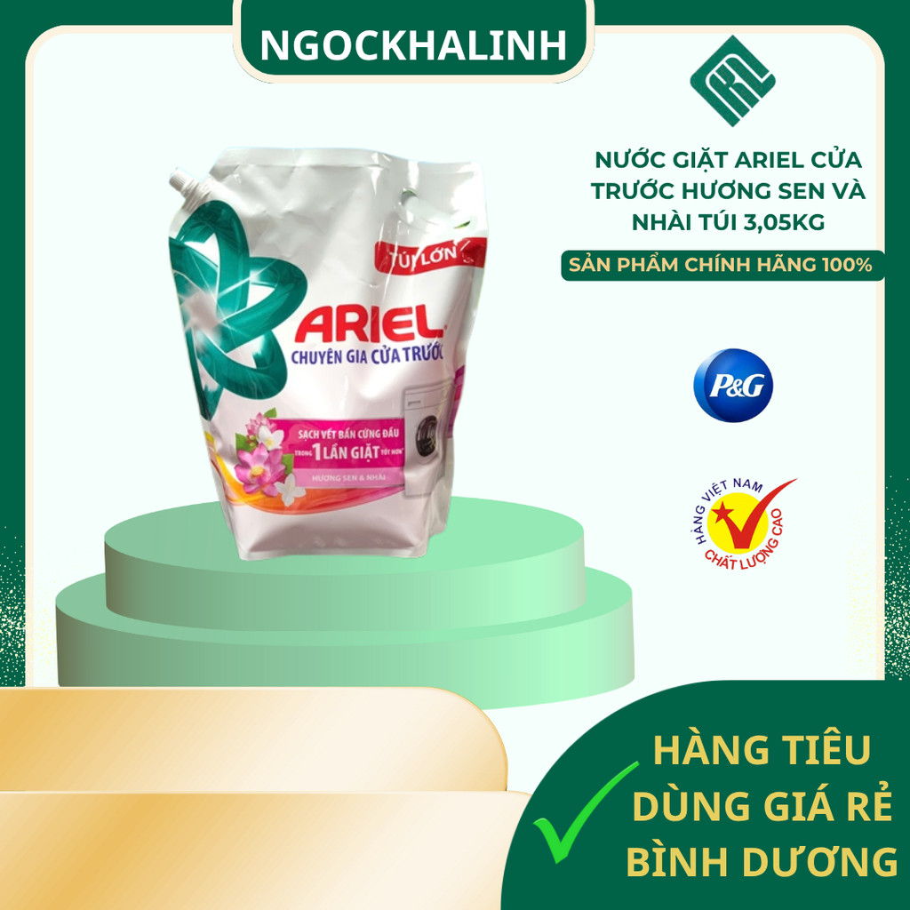 Nước giặt Ariel cửa trước Hương Sen và nhài TÚI 3,05kg