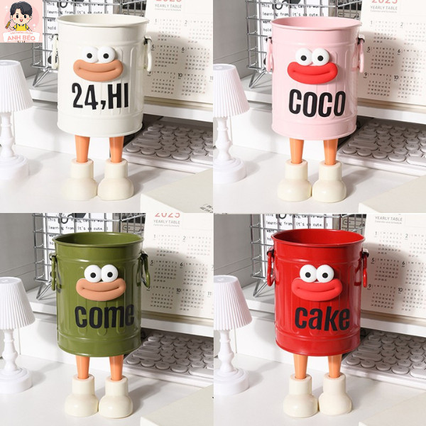 Ống Đựng Bút Để Bàn Decore Bàn Làm Việc Cute Nhiều Bút Ngộ Nghĩnh Kim Loại Tiện Dụng Có Tay Cầm Treo
