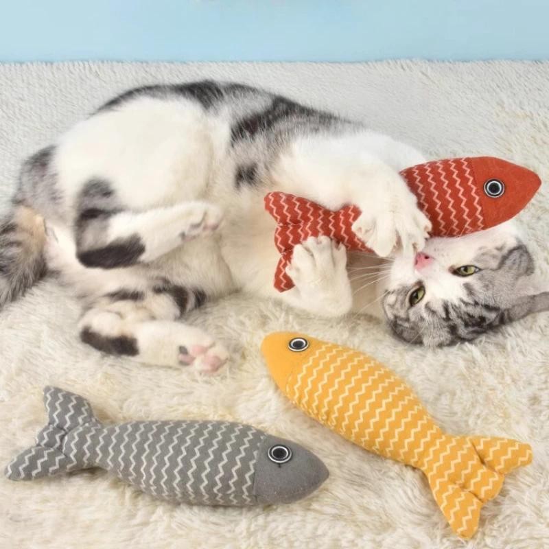 Mèo Cá Catnip Mô Phỏng Chó Con Mèo Con Đồ Chơi Thú Cưng Búp Bê Tease Đồ Chơi