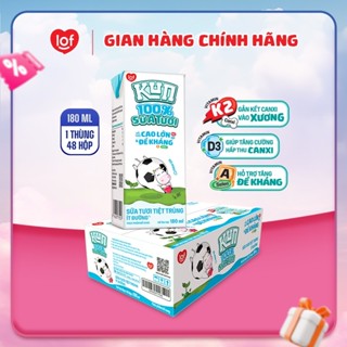 100% sữa tươi KUN ít đường thùng 48 hộp x 180ml date mới nhất