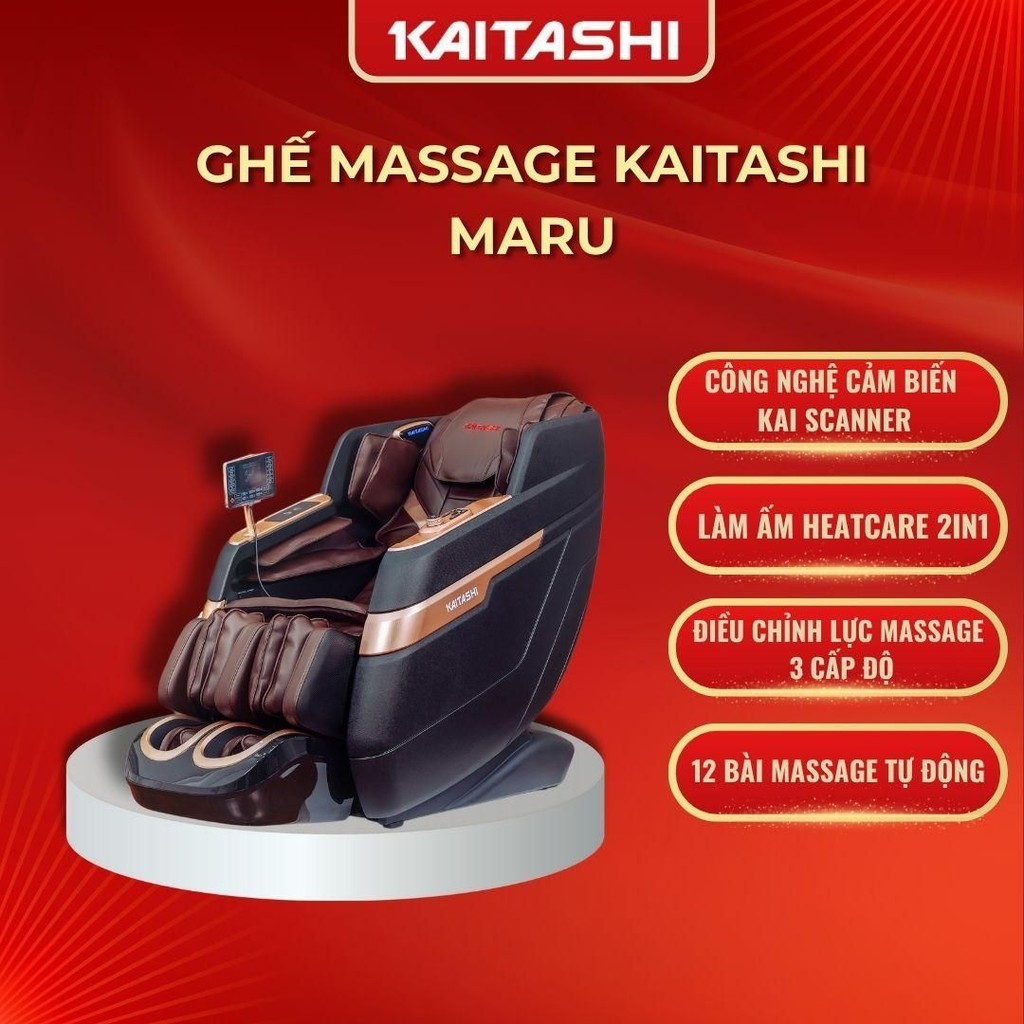 GHẾ MASSAGE KAITASHI MARU - CẢM BIẾN  KAI SCANNER, LÀM ẤM HEATCARE 2IN1, 12 BÀI MASSAGE  3 CẤP ĐỘ
