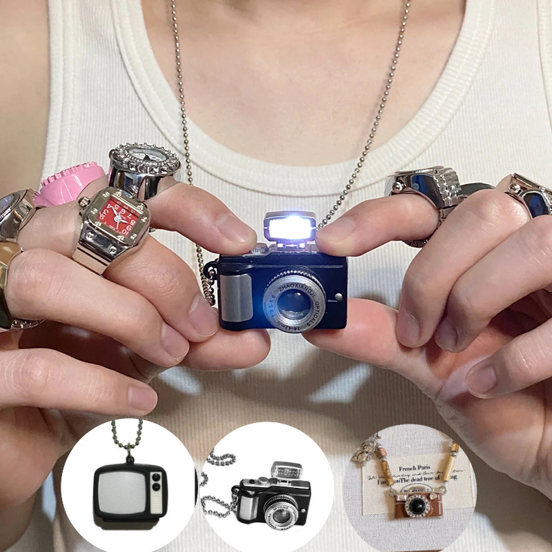 Dây chuyền hình máy ảnh Y2k Mini TV Dây chuyền cổ Người bạn Quà tặng Đồ dùng