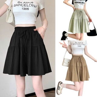 M10 Quần đùi váy bigsize cạp chun dễ mặc có bigsize mặc ở nhà, đi chơi, đi dạo thể dục đều phù hợp có túi tiện dụng Nữ