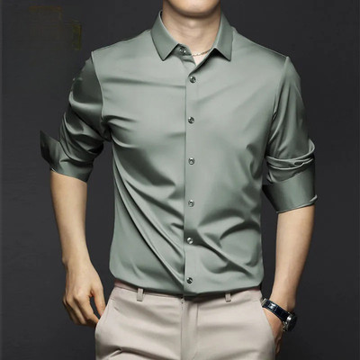 Áo Sơ Mi Nam Dài Tay Lụa Cotton Công Sở Thường Ngày Slim Fit Phiên Bản Hàn Quốc Chuyên Nghiệp Trang Phục Không Ủi Chống Nhăn WL042