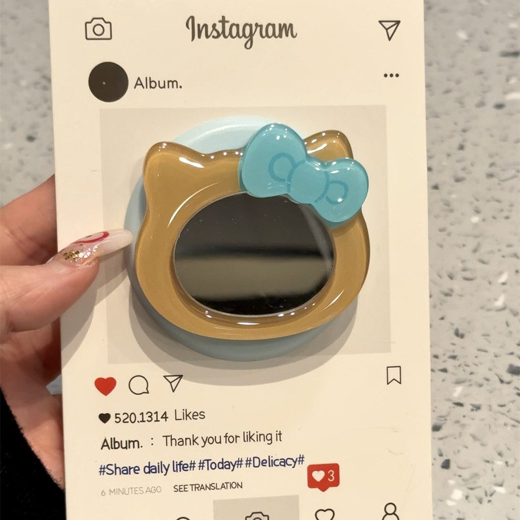 Pink Bow KT Cat Mirror Giá đỡ từ tính Thích hợp cho điện thoại di động MagSafe Hấp phụ mạnh Máy tính