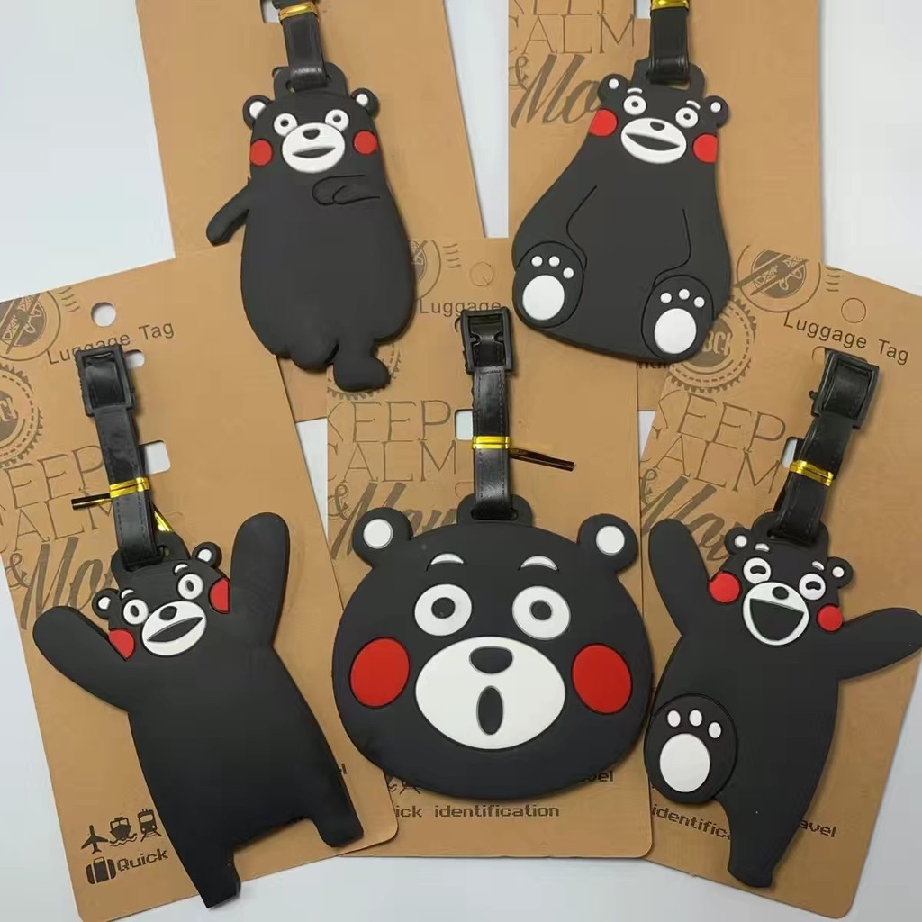HNLK Thẻ Hành Lý Trailer Thẻ Lên Máy Bay Đi Học Kumamon Kumamon Túi Mặt Dây Chuyền Tên Biển Hiệu