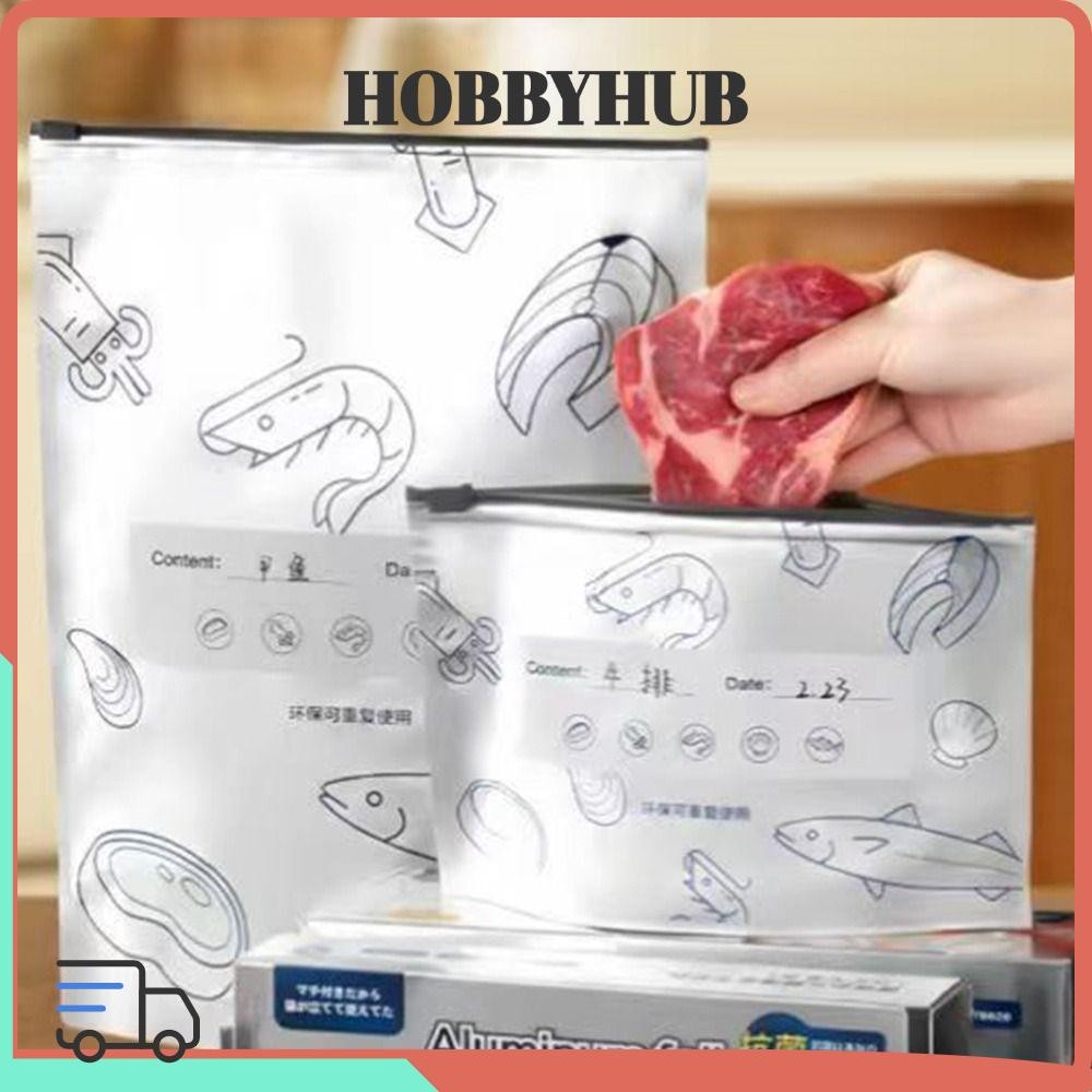 HOBBYHUB Túi Đứng Tủ Đông 10 Cái, Túi Đựng Thực Phẩm Chống Rò Rỉ, Túi Nhôm Tái Sử Dụng An Toàn, Giữ Tươi Nhà Bếp, Túi Tổ Chức