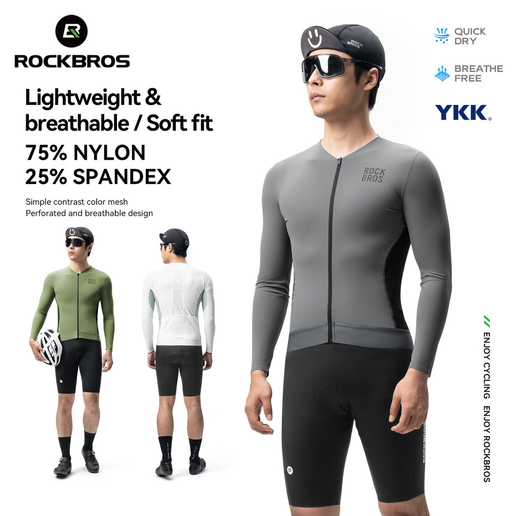 ROCKBROS Nam Đi Xe Đạp Jersey Lưới Thoáng Khí Xe Đạp Jersey Co Giãn Nhẹ Nhanh Khô Tay Dài Thể Thao J